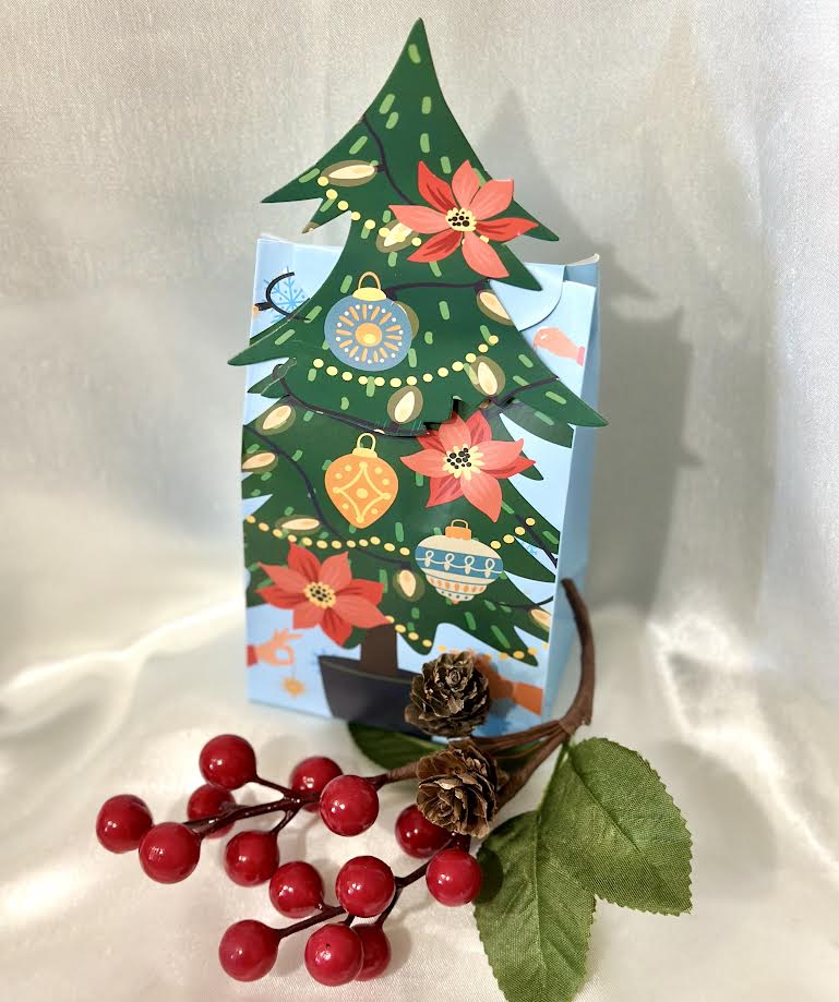 Karácsonyfa box Mikulás virággal ( vegyes pralinékkal ) 105g